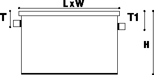 <b>T = 230 mm<br />T1-T = 70 mm<br />Długość instalacyjna L1 = L+180 mm</b> <b>T = 230 mm<br />T1-T = 70 mm<br />Długość instalacyjna L1 = L+180 mm</b>